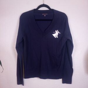 Brooks Brothers Silky Pima Cotton Blend Preppy V Neck Knit Dancer Logo Sweater M